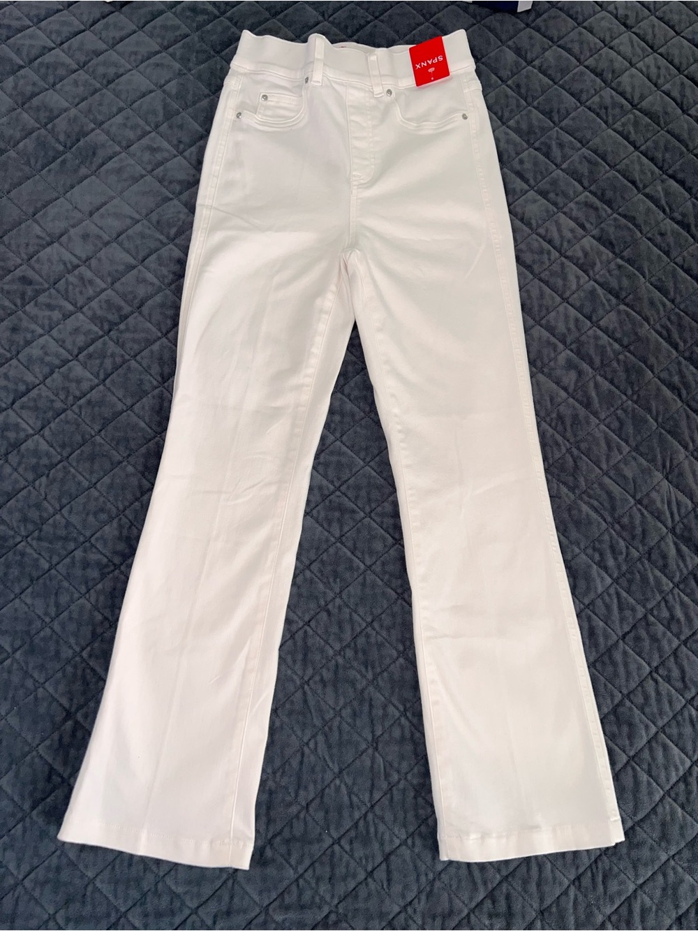 Spanx Kick Flare Jeans Women’s XS Denim White Crop Ankle High Rise FF